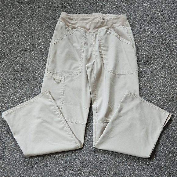 Cherokee Workwear Scrub Pants Tan XS Elastic Waist Wide Leg Comfort Uniform - Picture 1 of 13